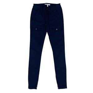 Joie So Real Skinny Navy Cargo Pants Zip Hem Stretch Slim Fit Utility 23